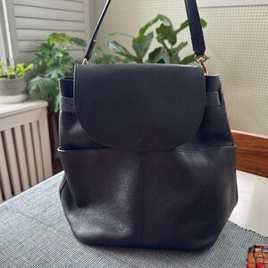 Cuyana Convertible 13” Backpack Tote in Black Leather